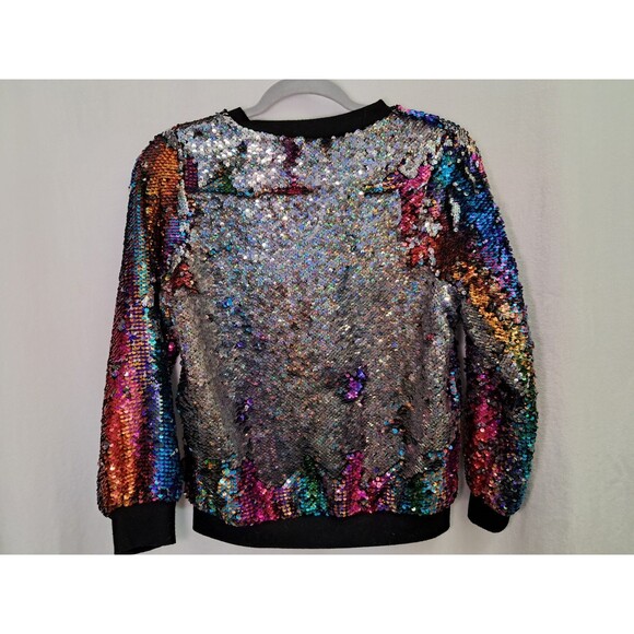 Jojo's Closet Two Way Rainbow Sequin Bomber Jacket Jojo Siwa Size XL 14/16 - Picture 5 of 12